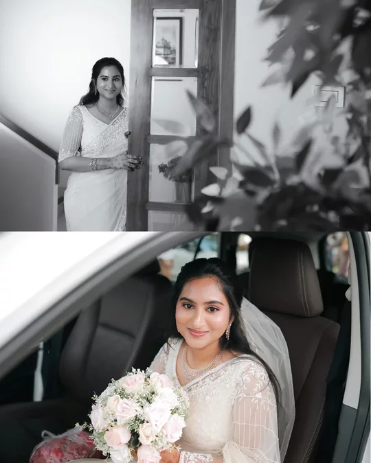 Candid black and white bride moments and bride in wedding car