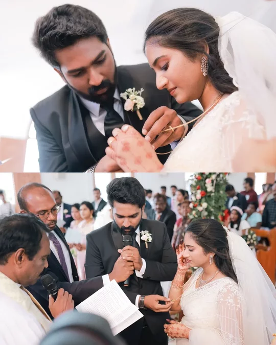 Candid church wedding ring ceremony photography in Tirunelveli