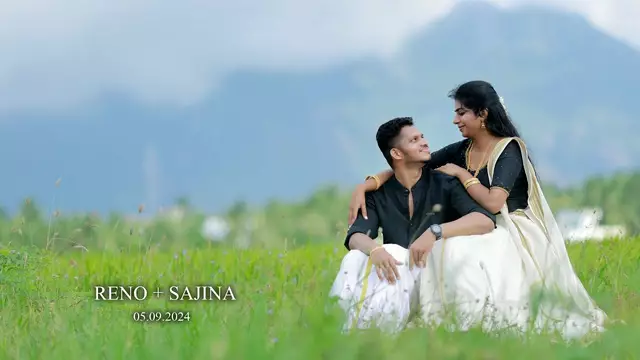 Outdoor couple shoot with mountain backdrop near Valliyur