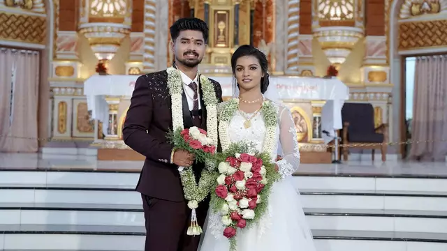 Church wedding couple portrait by Tirunelveli wedding photographer